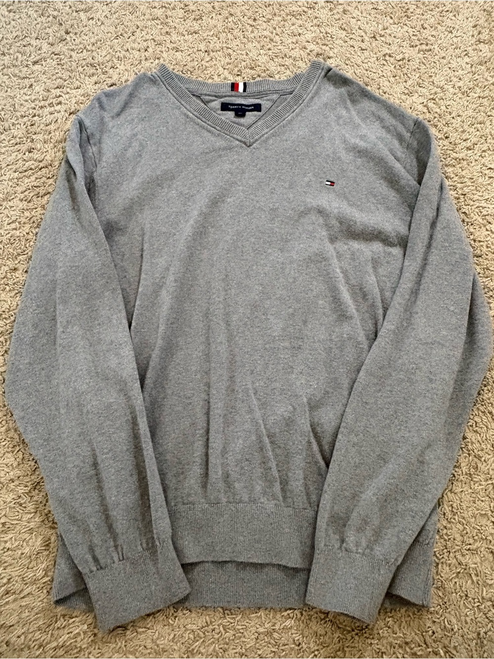 Tommy Hilfiger Light Gray V-Neck Sweater